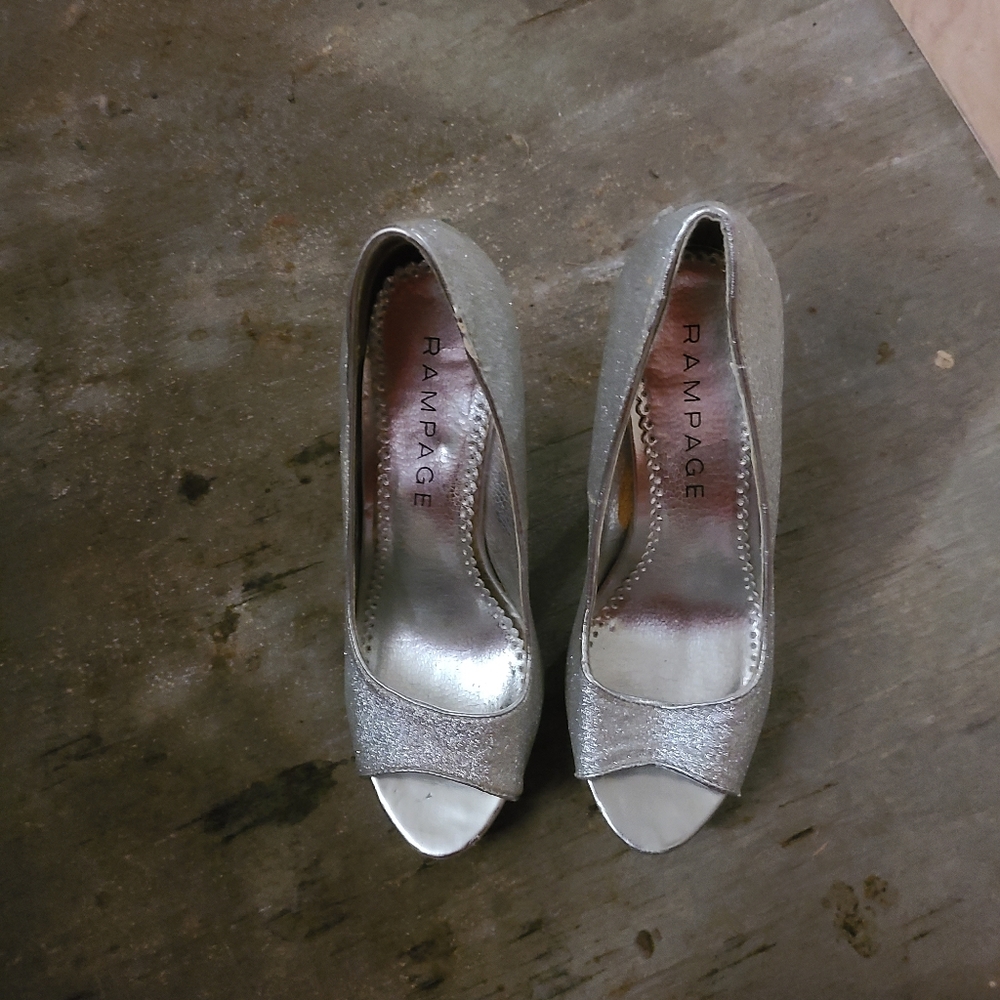 Silver wedding shoes